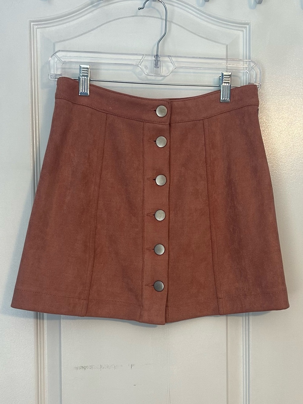 Forever 21 NWT Blush Faux Suede Button Front A-Line Mini Skirt - Size S